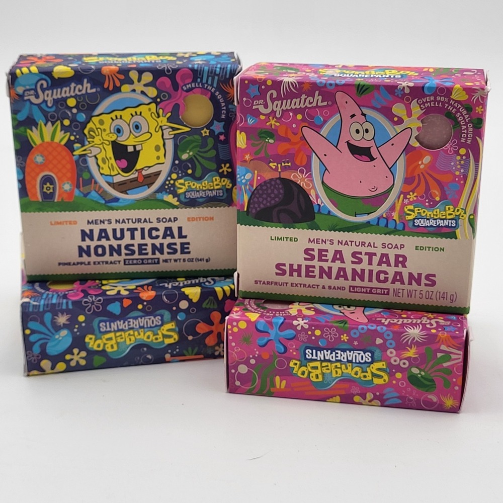 Dr. Squatch Spongebob (2) Sea Star (2) Nautical Nonsense Mens Natural Soap 5oz